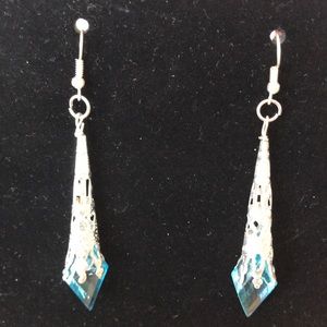 New Frozen winter earrings dangle drop ice blue statement